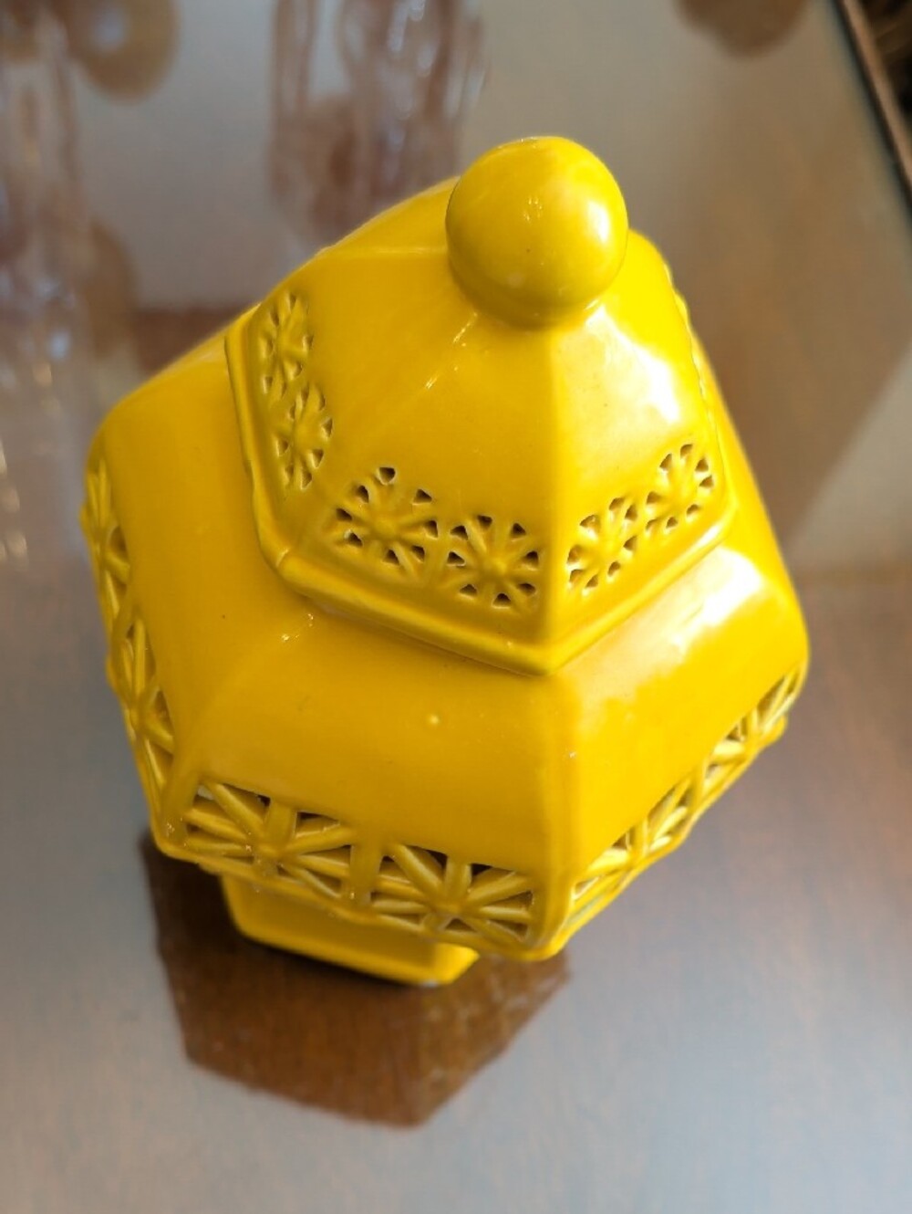 Lattice Temple Lidded Ginger Jar - Home Accents Yellow - Picture 2 of 11